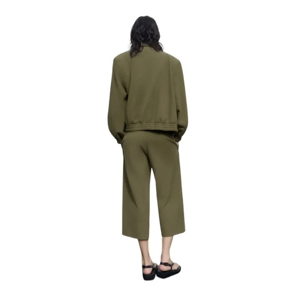 ZARA | Khaki | CULOTTES WITH BELT - Picture 6 of 11